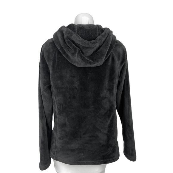 The North Face Black Fur Velour Velvet Sherpa Fleece Sweatshirt Sweater Jacket M - Picture 3 of 7